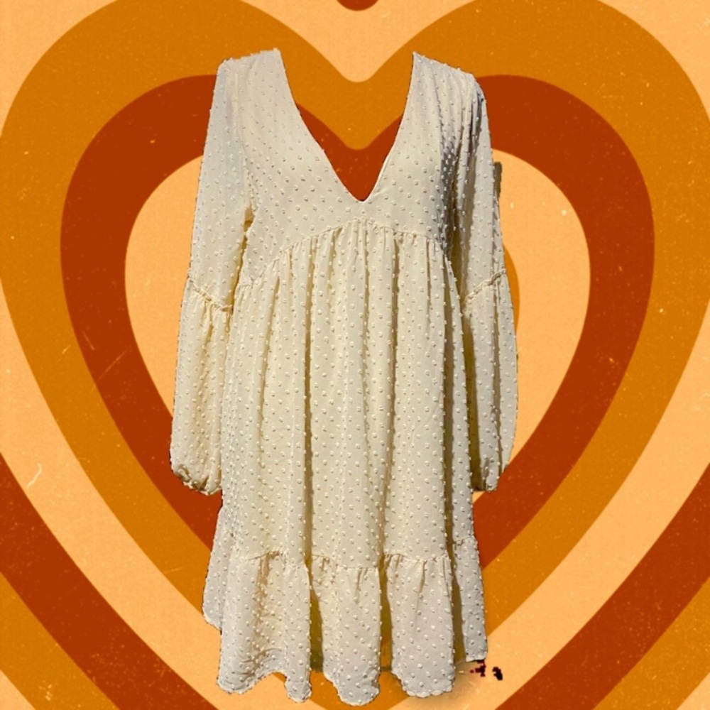 peach love california WOMENS beige fall dress size medium